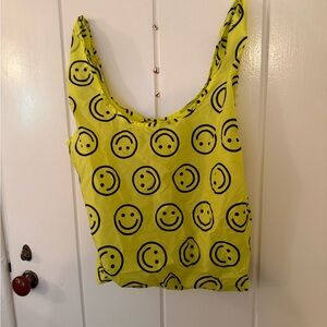 BAGGU Yellow Smiley Face Tote
